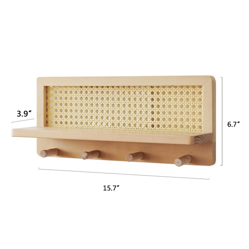 Kućno pleteni zidni stalak za pohranjivanje na kuku za ključeve Stalak za pohranjivanje od punog drveta od ratana Stalak za pohranjivanje knjiga i novina Dekoracija polica za pohranjivanje časopisa