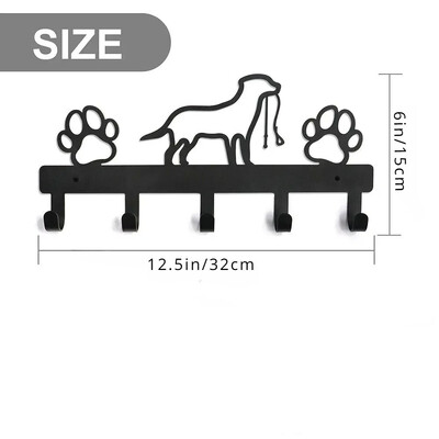 Metalna šapa Vješalica za kućne ljubimce, 5 kuka, ključevi, povodac, uzica, zidni stalak, držač, organizator, držač za ručnike, stalak za pohranu, željezna umjetnost
