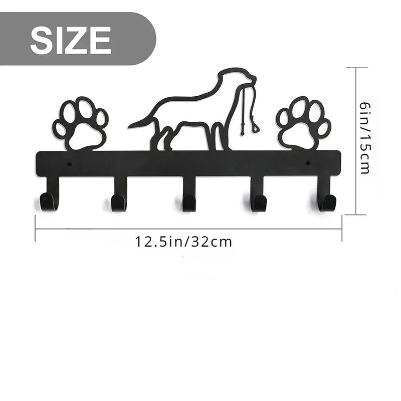 Metalna šapa Vješalica za kućne ljubimce, 5 kuka, ključevi, povodac, uzica, zidni stalak, držač, organizator, držač za ručnike, stalak za pohranu, željezna umjetnost