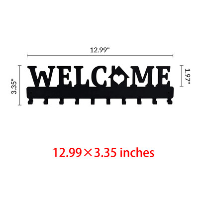 Držač ključeva Metalni držač ključeva Dekorativni zidni nosač DOBRODOŠLI Dizajn Stilski stalak za ključeve Zidni stalak za kapute Kuke za vješanje