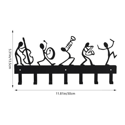 Stalak za pohranu glazbenih nota, crne kuke za ključeve i vješalica za kapute, moderan kreativni zidni ukras za unutarnju kućnu upotrebu