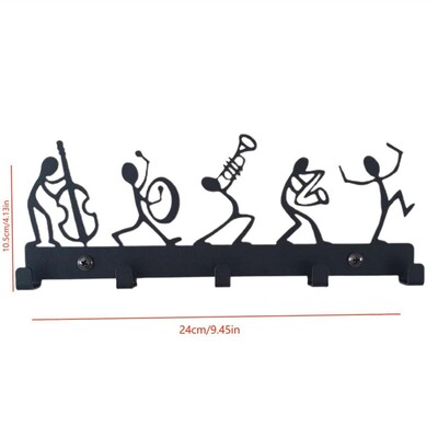 Stalak za pohranu glazbenih nota, crne kuke za ključeve i vješalica za kapute, moderan kreativni zidni ukras za unutarnju kućnu upotrebu