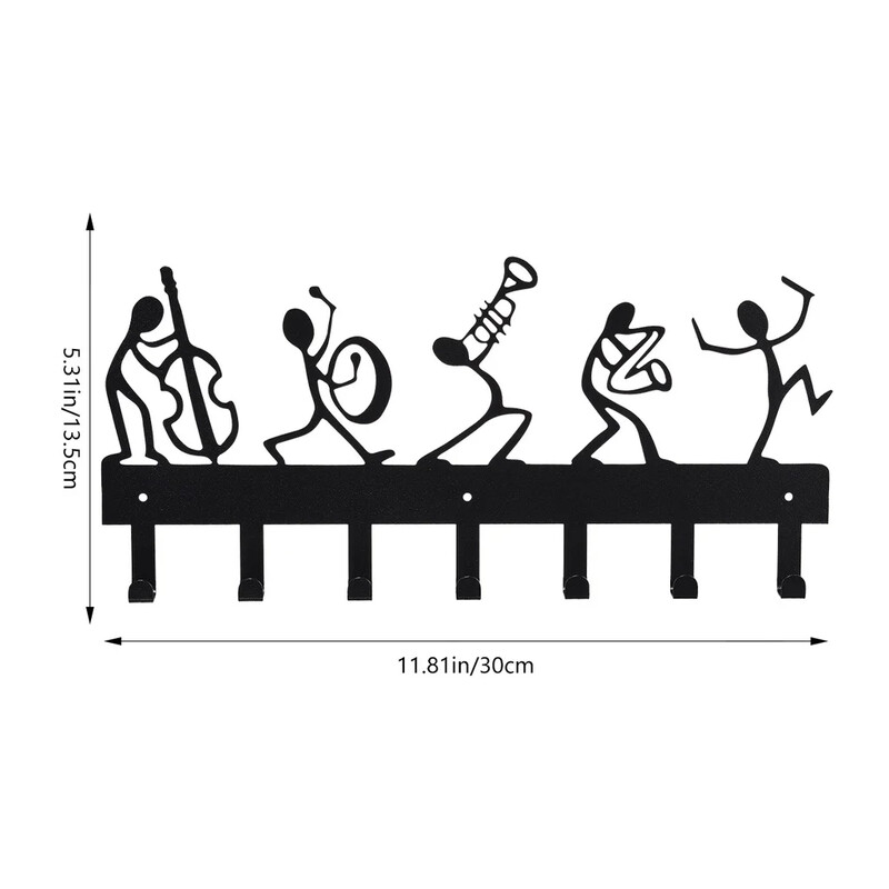 Metalni simfonijski orkestar Držač ključeva Kuke Organizator Stalak, 11,81 inča Držač ključeva za zid, Kuka za zid, Iron Art, Vješalica