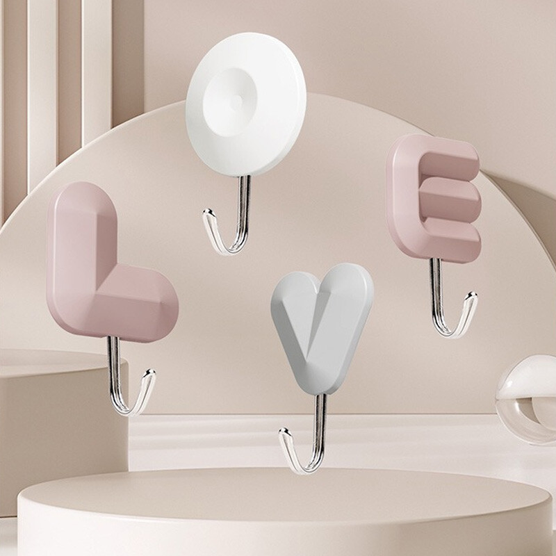 4 kom/pak. Kuke za ljubavna pisma Samoljepljivi stalak za kućnu pohranu Dekorativni stalak bez probijanja Držač za šešir na zidu Kuka za uštedu prostora