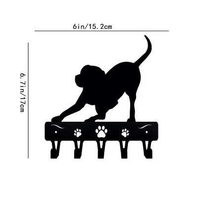 1kom Razigrani Pup zidni stalak za ključeve i vješalica za povodac za pse - Metalna umjetnička željezna izrada Zidna vješalica za kapute Željezna umjetnost, vješalica za kapute