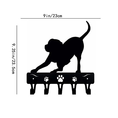 1kom Razigrani Pup zidni stalak za ključeve i vješalica za povodac za pse - Metalna umjetnička željezna izrada Zidna vješalica za kapute Željezna umjetnost, vješalica za kapute