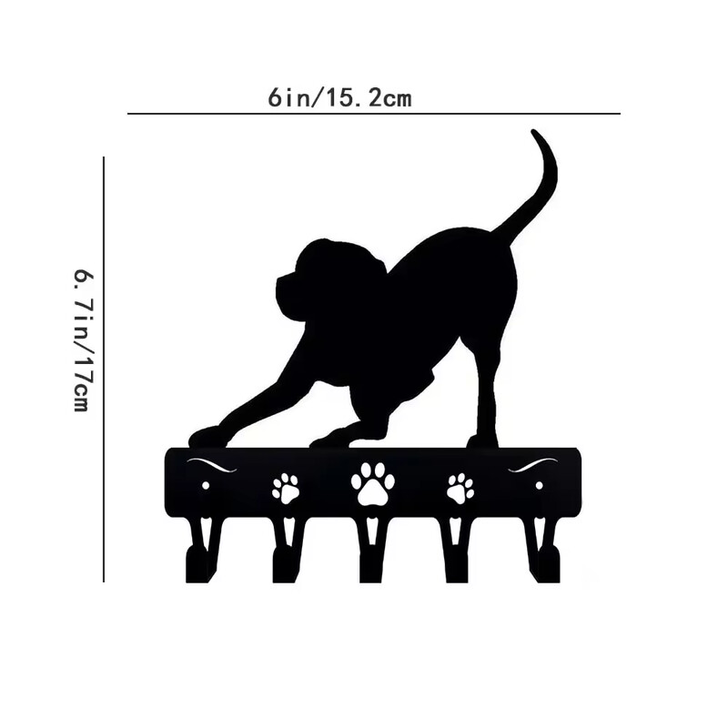 1kom Razigrani Pup zidni stalak za ključeve i vješalica za povodac za pse - Metalna umjetnička željezna izrada Zidna vješalica za kapute Željezna umjetnost, vješalica za kapute