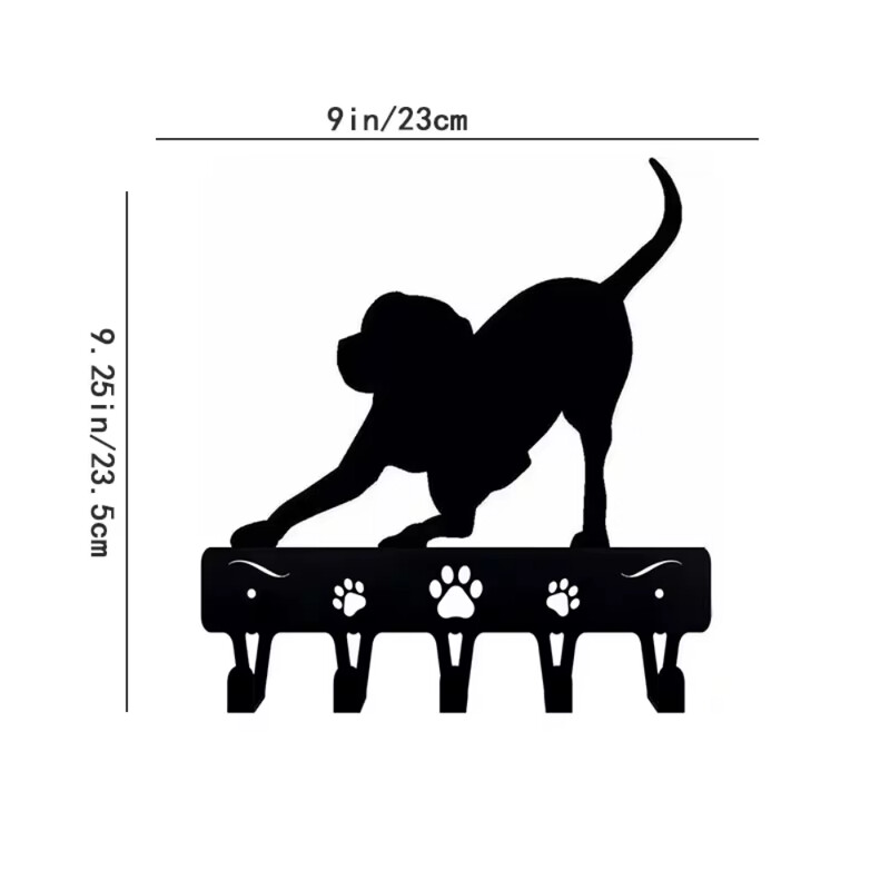 1kom Razigrani Pup zidni stalak za ključeve i vješalica za povodac za pse - Metalna umjetnička željezna izrada Zidna vješalica za kapute Željezna umjetnost, vješalica za kapute