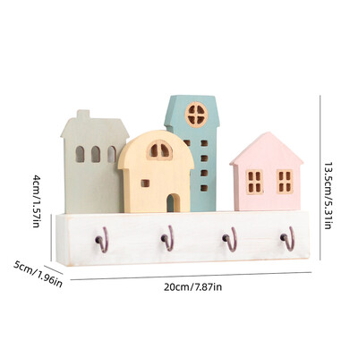 Slatka umjetnička drvena kuka za ključeve Zidna ukrasna polica Nakit Šešir Odjeća Ručnik Spremište sitnih predmeta Dekoracija kućne sobe Kreativni poklon