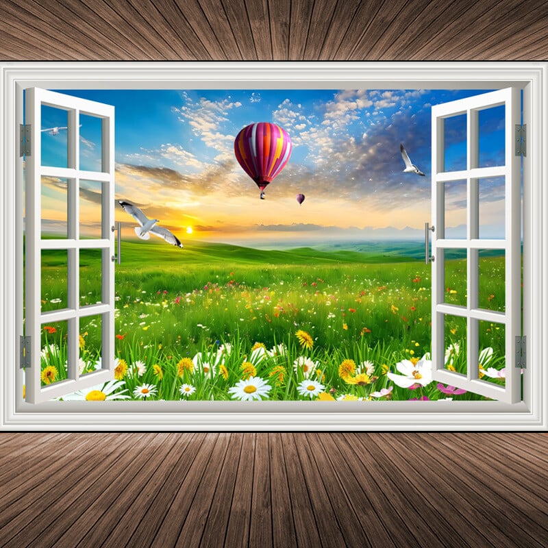 Nordijska 3D tapeta mural lažni prozor pejzažna slika dnevna soba topla i romantična sofa pozadinska zidna naljepnica ukrasna slika