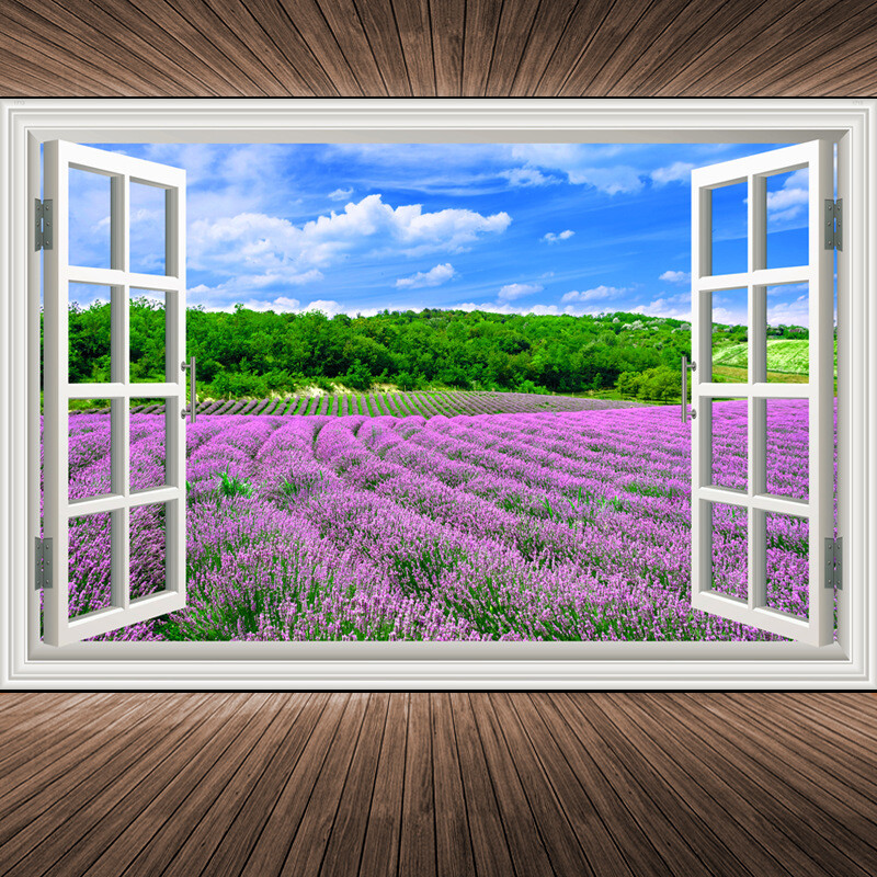 Nordijska 3D tapeta mural lažni prozor pejzažna slika dnevna soba topla i romantična sofa pozadinska zidna naljepnica ukrasna slika