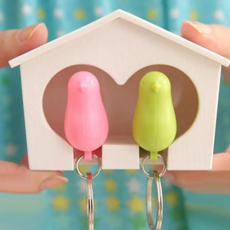 Paukščių poros raktų laikiklis Aukštyn Namo raktų pakabukas Kabykla Sieninis Raktų Pakabukų laikiklis Švilpukas Raktų Laikytuvas Bendri raktų pakabukai Namų dekoras