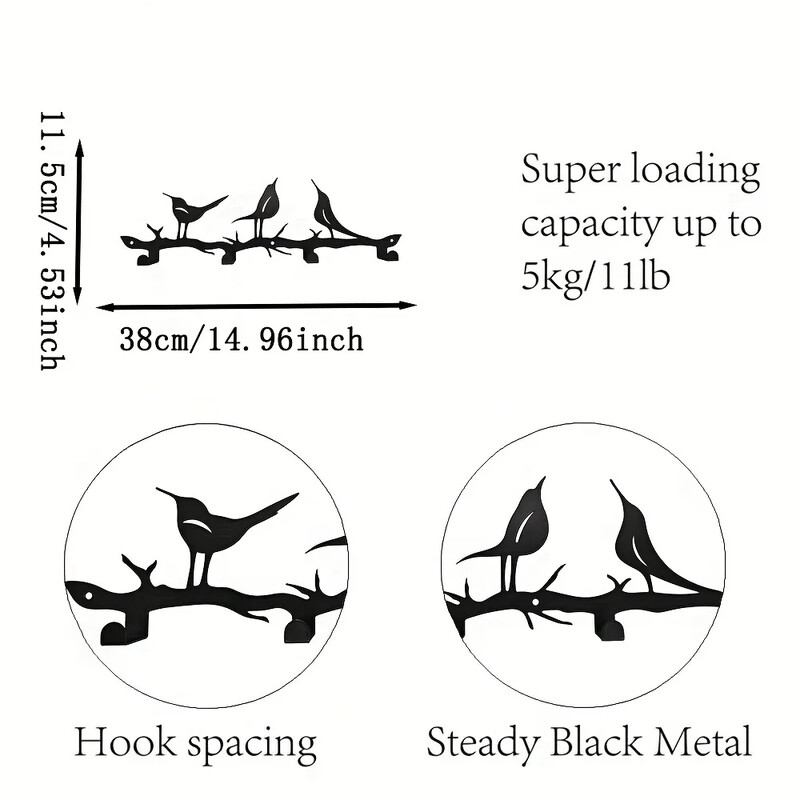Nauja kaimiška paukščių sieninė raktų laikymo lentyna, metalinis puodelių stovo laikiklis namų dekoravimui, vietą taupantis laikymo laikiklis pakabinamas ant sienos
