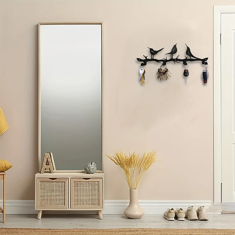 Nauja kaimiška paukščių sieninė raktų laikymo lentyna, metalinis puodelių stovo laikiklis namų dekoravimui, vietą taupantis laikymo laikiklis pakabinamas ant sienos