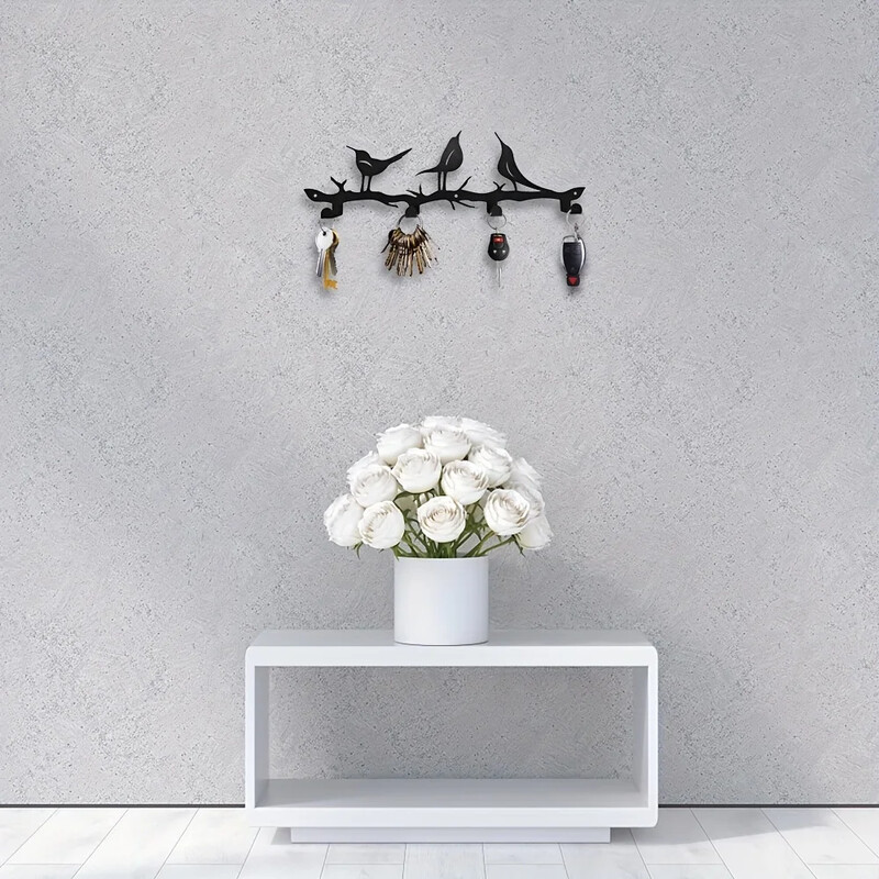 Nauja kaimiška paukščių sieninė raktų laikymo lentyna, metalinis puodelių stovo laikiklis namų dekoravimui, vietą taupantis laikymo laikiklis pakabinamas ant sienos