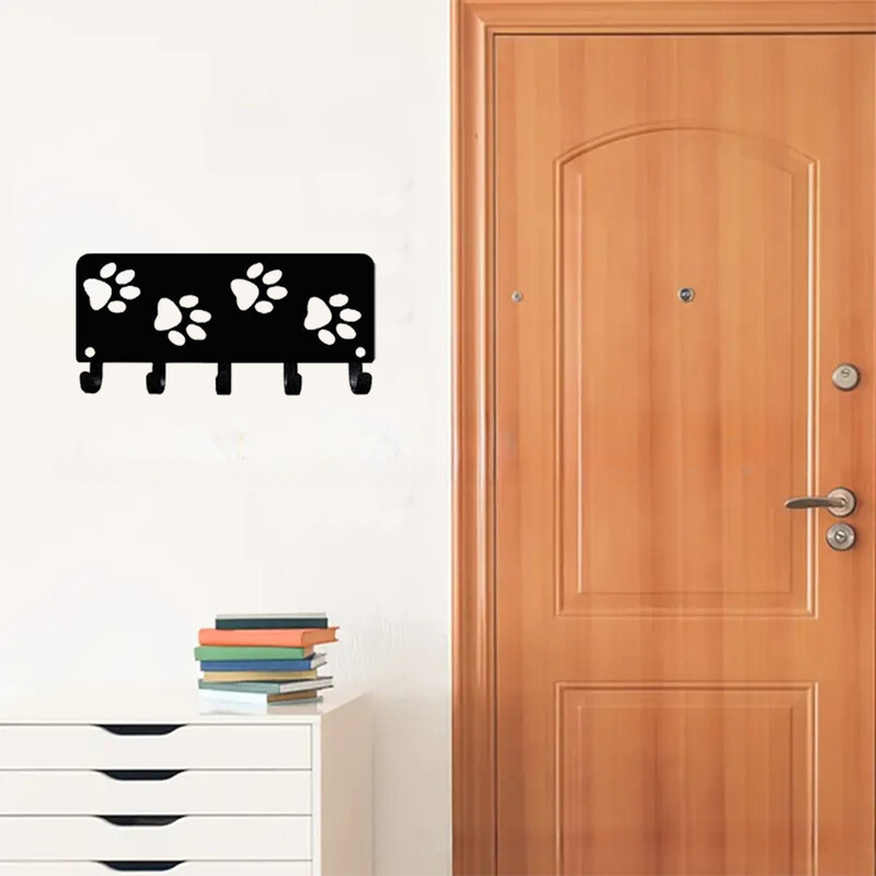 Walking Dog Paws Raktų kabyklos kabykla ir laikiklis šunų pavadėlio laikiklis Mažas platus metalinis sieninis piešinys ant sienos tvirtinamas kabliukų laikiklis