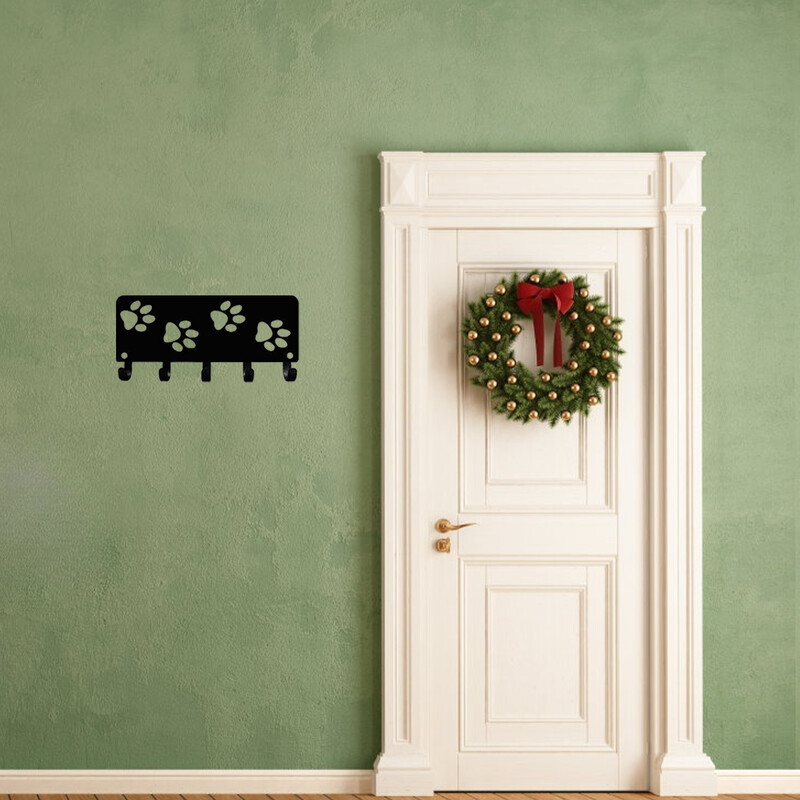 Walking Dog Paws Raktų kabyklos kabykla ir laikiklis šunų pavadėlio laikiklis Mažas platus metalinis sieninis piešinys ant sienos tvirtinamas kabliukų laikiklis