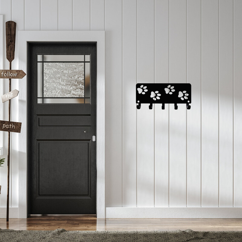 Walking Dog Paws Raktų kabyklos kabykla ir laikiklis šunų pavadėlio laikiklis Mažas platus metalinis sieninis piešinys ant sienos tvirtinamas kabliukų laikiklis