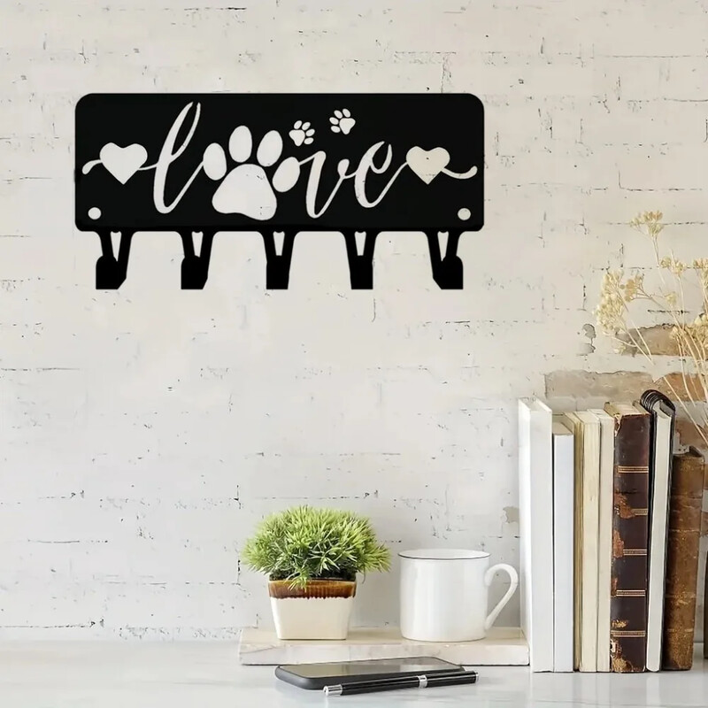 1 vnt Puppy Dog Love raktų kabykla ir laikiklis – metalinis sieninis piešinys šunų mylėtojams, dekoratyvinis ir funkcinis namų raktų laikiklis