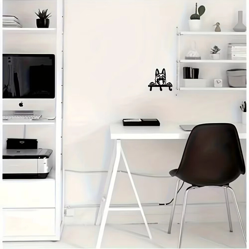 Vokiečių aviganio portretinis sieninis kabliukas Lengvai montuojamas juodo metalo raktų ir pavadėlio laikiklis su 3 kabliukais sodo ir namų tvarkymui