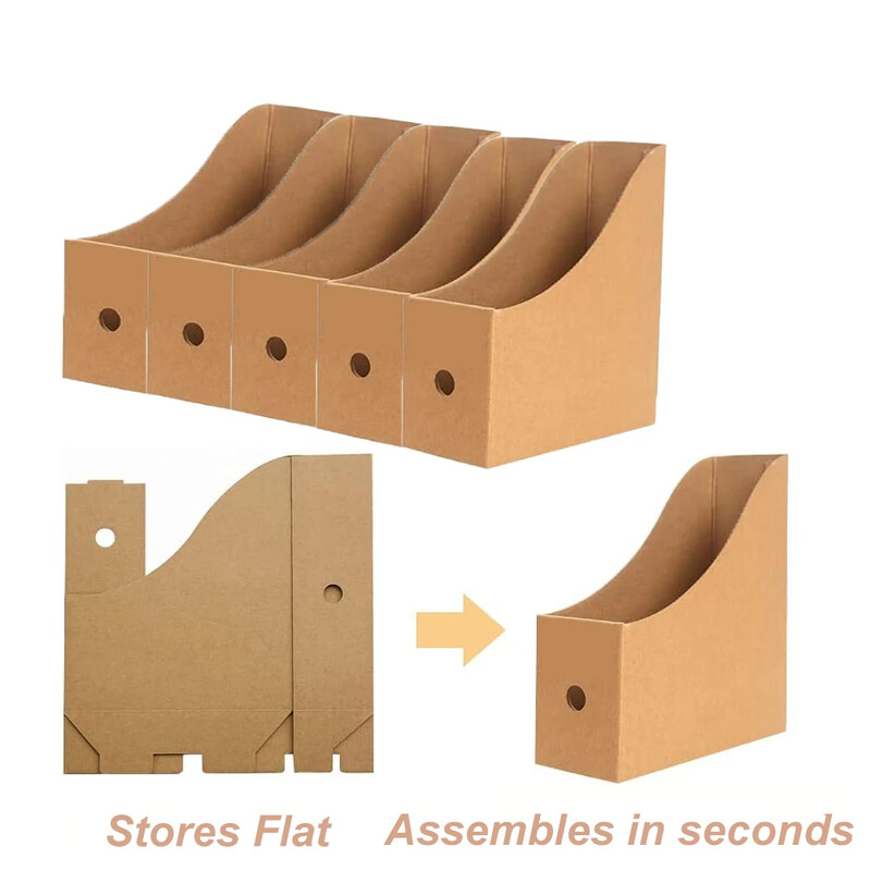 3/5 KOM Kartoteke za časopise Kraft papir Materijal Kartonski držač za fascikle Stojeći časopisi Knjige Dokumenti Stalak za pohranu Stolni organizator