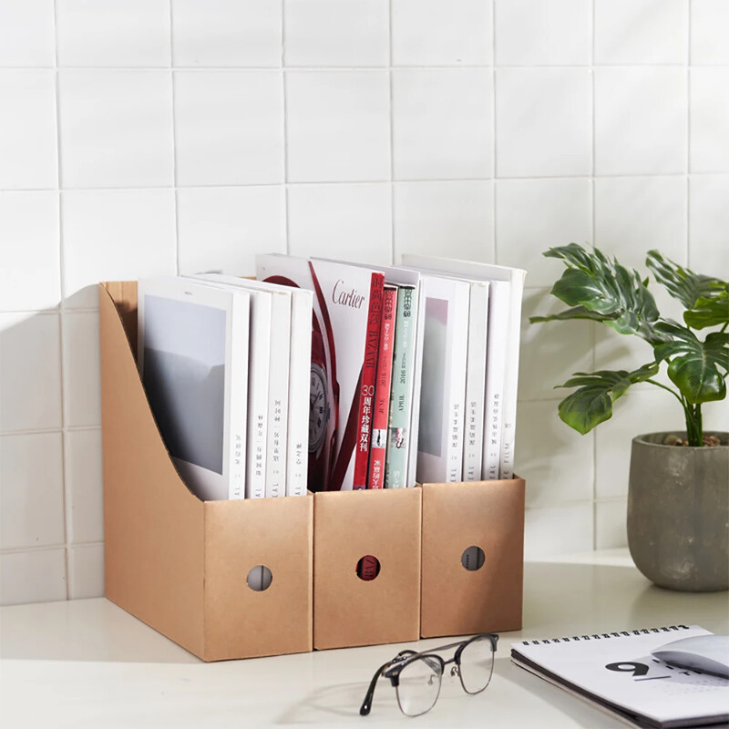 3/5 KOM Kartoteke za časopise Kraft papir Materijal Kartonski držač za fascikle Stojeći časopisi Knjige Dokumenti Stalak za pohranu Stolni organizator