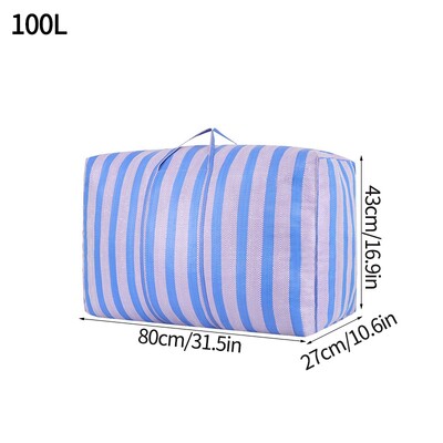 Suure mahutavusega liikuv hoiukott Kokkupandav triibuline tekk tekk pakikott tõmblukuga pagasikott Vastupidav riidekapi korraldaja käsikäekott