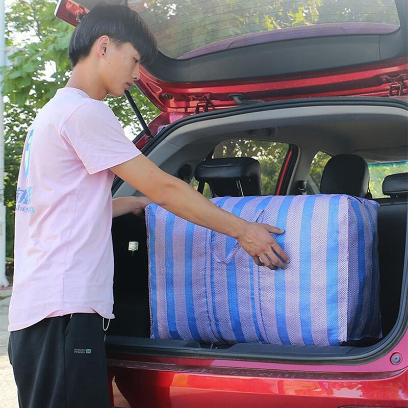 Suure mahutavusega liikuv hoiukott Kokkupandav triibuline tekk tekk pakikott tõmblukuga pagasikott Vastupidav riidekapi korraldaja käsikäekott