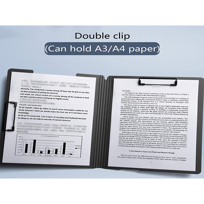 Bview Art 1Pcs Водоустойчиво сгъване с двойни щипки Клипборд A4/A3 Папка с корици на файлове Подложка за писане Клип Органайзер Офис консумативи