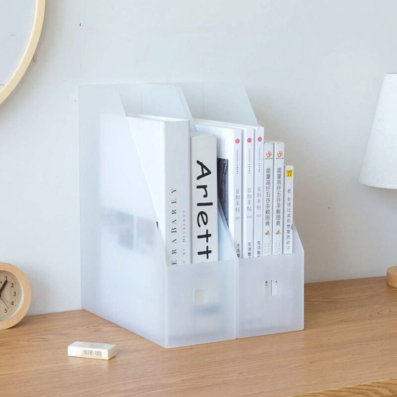 INS Style Сгъваема кутия за съхранение на файлове Настолен органайзер PP пластмасов държач за документи Кутия за съхранение на различни предмети Училищни офис консумативи