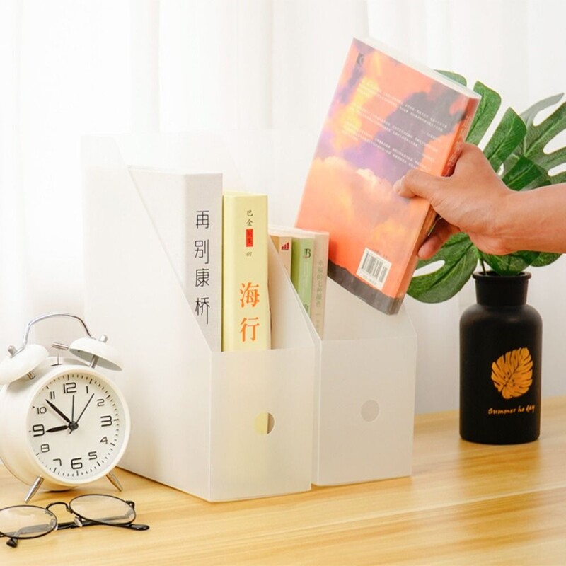 INS Style Сгъваема кутия за съхранение на файлове Настолен органайзер PP пластмасов държач за документи Кутия за съхранение на различни предмети Училищни офис консумативи