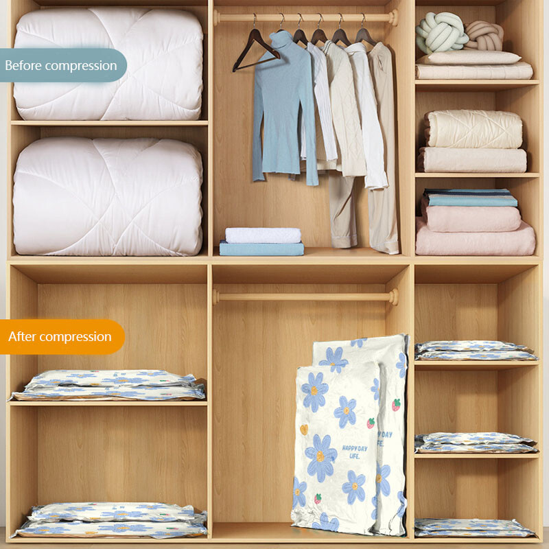 1 kom cvjetna vakuumska kompresijska vrećica za pohranu, zatvorena torba za pomicanje odjeće, deka, košulja, organizatora za uštedu prostora u domu