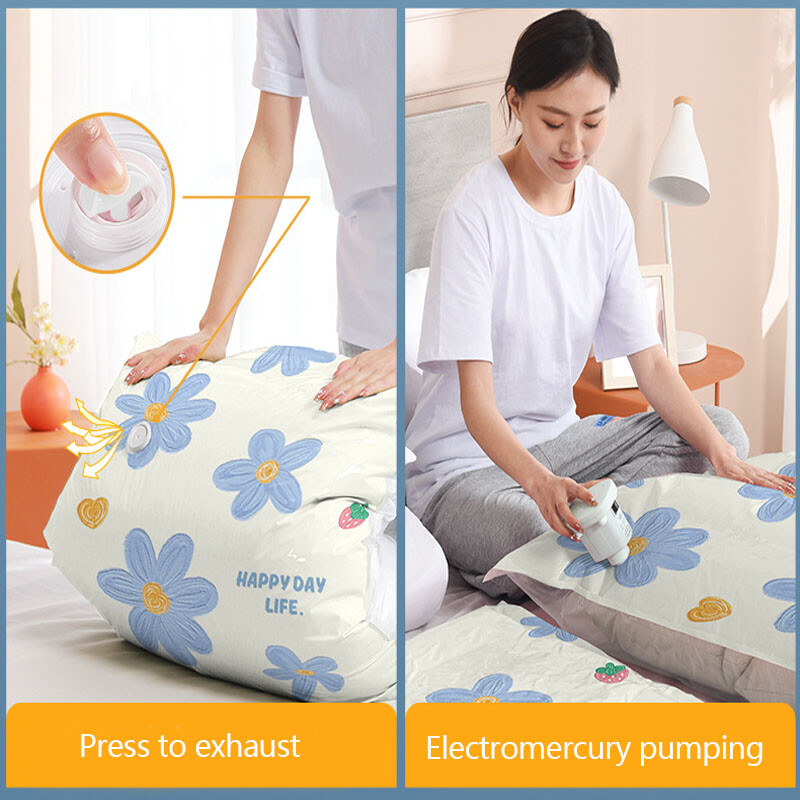 1 kom cvjetna vakuumska kompresijska vrećica za pohranu, zatvorena torba za pomicanje odjeće, deka, košulja, organizatora za uštedu prostora u domu