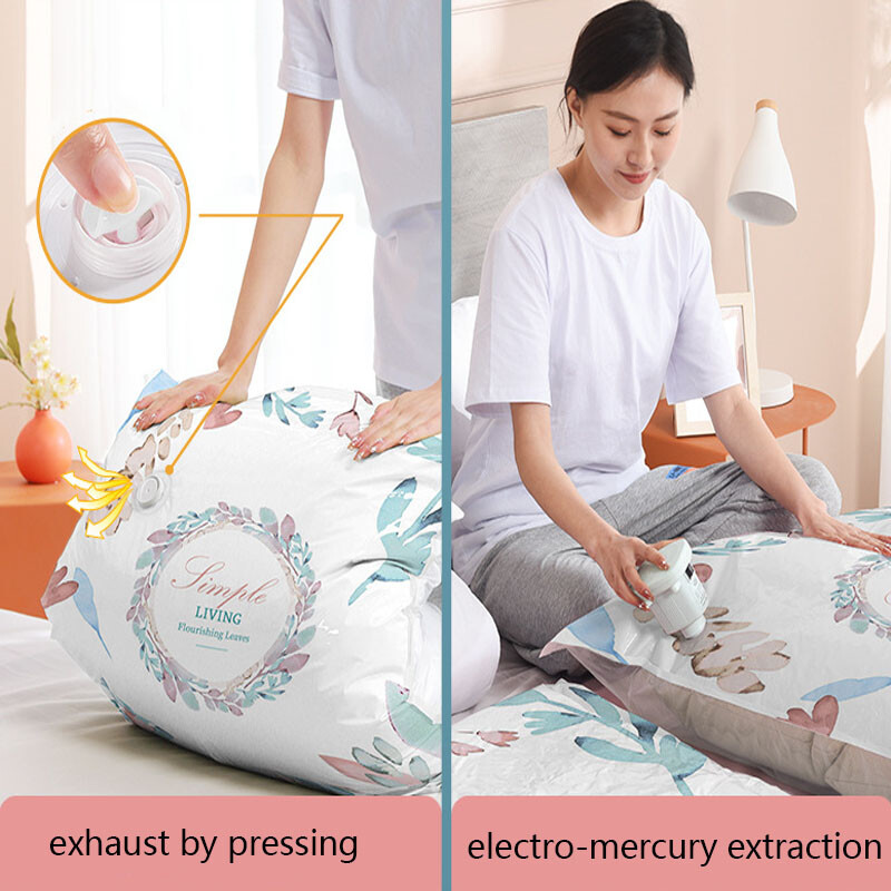 1 gab vakuuma kompresijas maisiņš, čemodānu uzglabāšanas soma, dūnu jaka un segas saraušanās maisiņš, drēbju skapja apģērbu organizatora soma