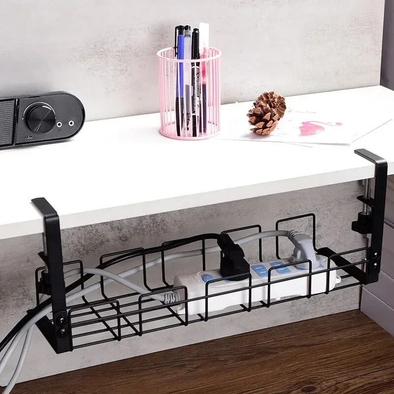 1 komad stolnog stalka za pohranu s neperforiranim žičanim umetkom, košara za upravljanje žicama za stol računala, kućni i uredski pribor