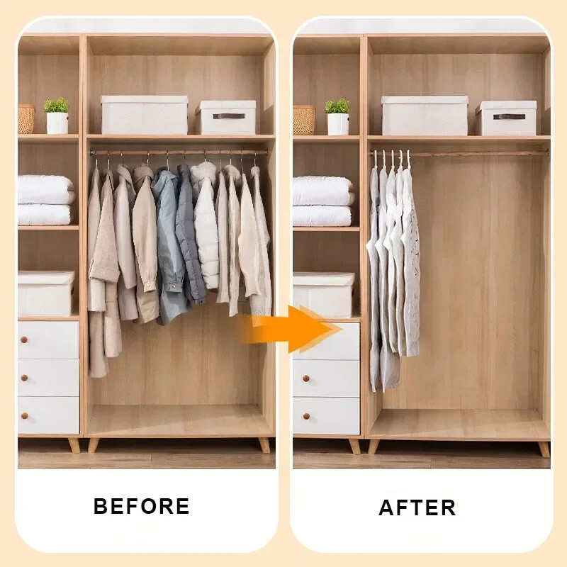 1/3 vnt pakabinamas vakuuminis laikymo maišelis Sandarinimo drabužių krepšiai kostiumams, paltams ar striukėms, spintos tvarkyklė, užtrauktuku užsegamas krepšys