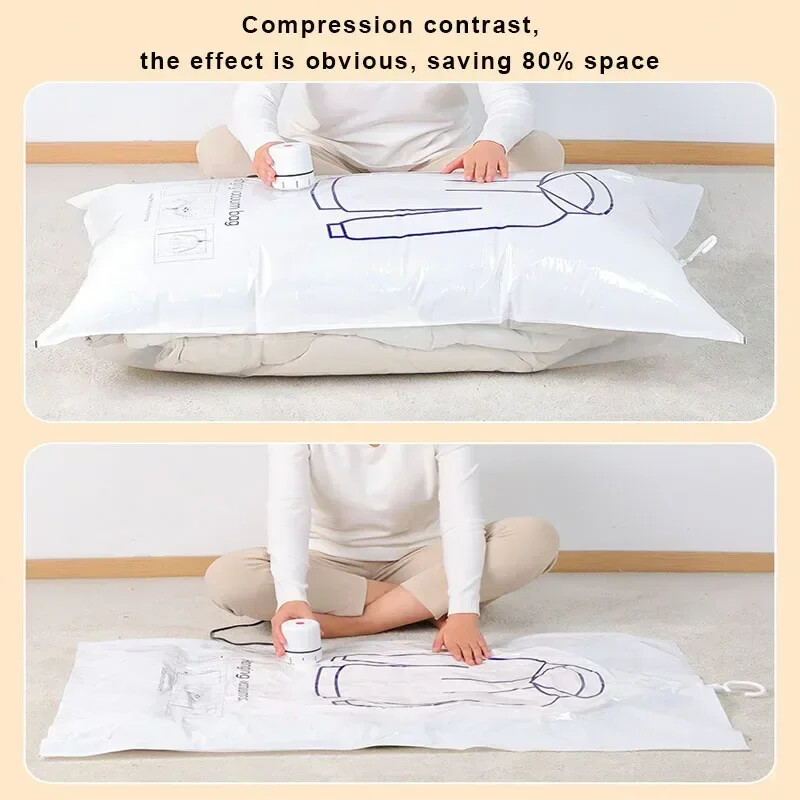 1/3 vnt pakabinamas vakuuminis laikymo maišelis Sandarinimo drabužių krepšiai kostiumams, paltams ar striukėms, spintos tvarkyklė, užtrauktuku užsegamas krepšys