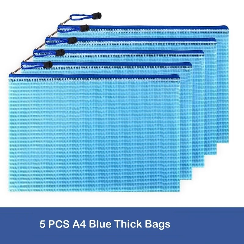 5kom mrežaste torbice s patentnim zatvaračem Torba za dokumente Vodootporne mape s datotekama s patentnim zatvaračem A4 Školski uredski pribor Torbe za pohranu pernica