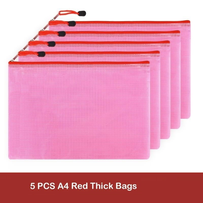 5kom mrežaste torbice s patentnim zatvaračem Torba za dokumente Vodootporne mape s datotekama s patentnim zatvaračem A4 Školski uredski pribor Torbe za pohranu pernica