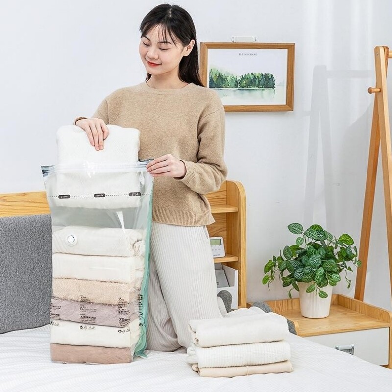 Nereikia siurblių vakuuminių maišelių Dideli plastikiniai laikymo maišeliai, skirti drabužiams laikyti antklodes Kompresinis tuščias maišelis Kelionių priedai