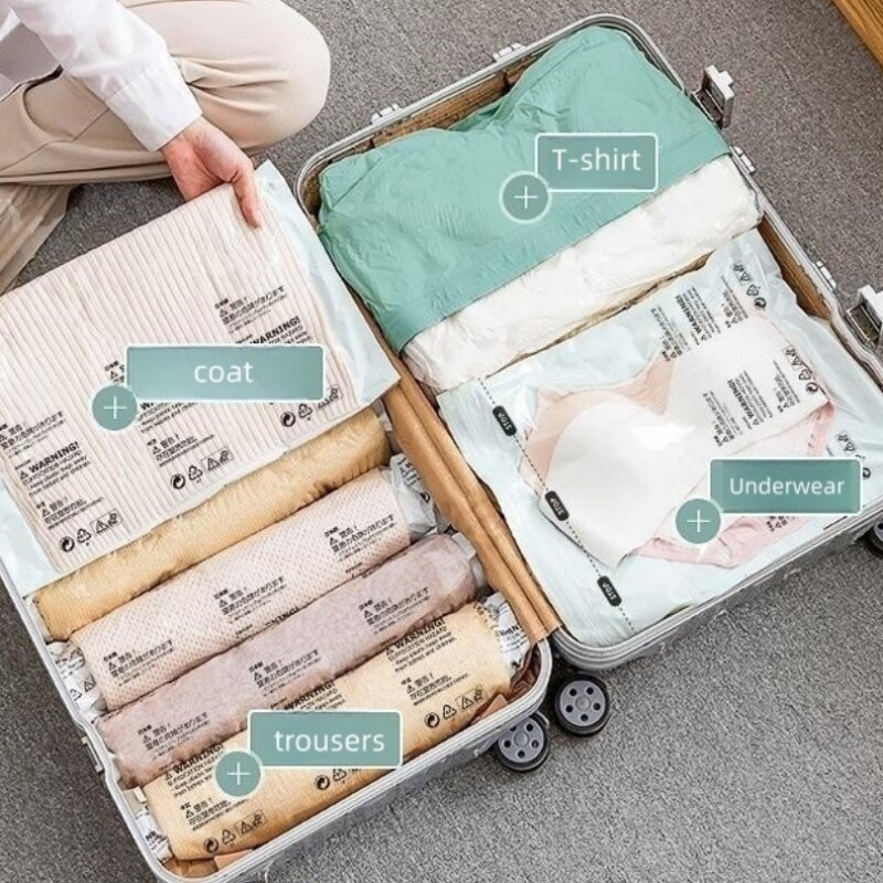 Nereikia siurblių vakuuminių maišelių Dideli plastikiniai laikymo maišeliai, skirti drabužiams laikyti antklodes Kompresinis tuščias maišelis Kelionių priedai