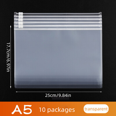 10PCS A4A5A6 Изпитна мрежеста чанта с цип Студентски офис Прости прозрачни чанти за документи с голям капацитет