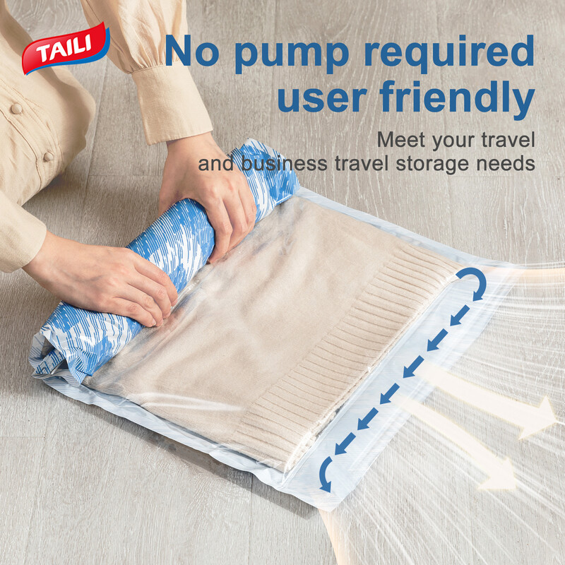 TAILI 10vnt permatomų drabužių vakuuminis laikymo krepšys sulankstomas antklodės drabužiams laikymo krepšys Kelioninis erdvę taupantis vakuuminis laikymo krepšys