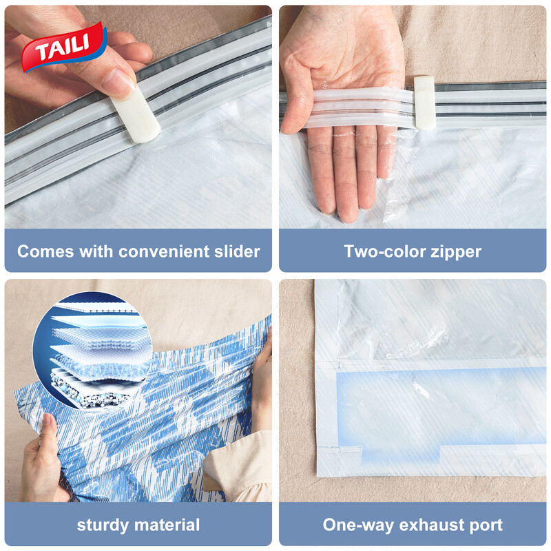 TAILI 10vnt permatomų drabužių vakuuminis laikymo krepšys sulankstomas antklodės drabužiams laikymo krepšys Kelioninis erdvę taupantis vakuuminis laikymo krepšys