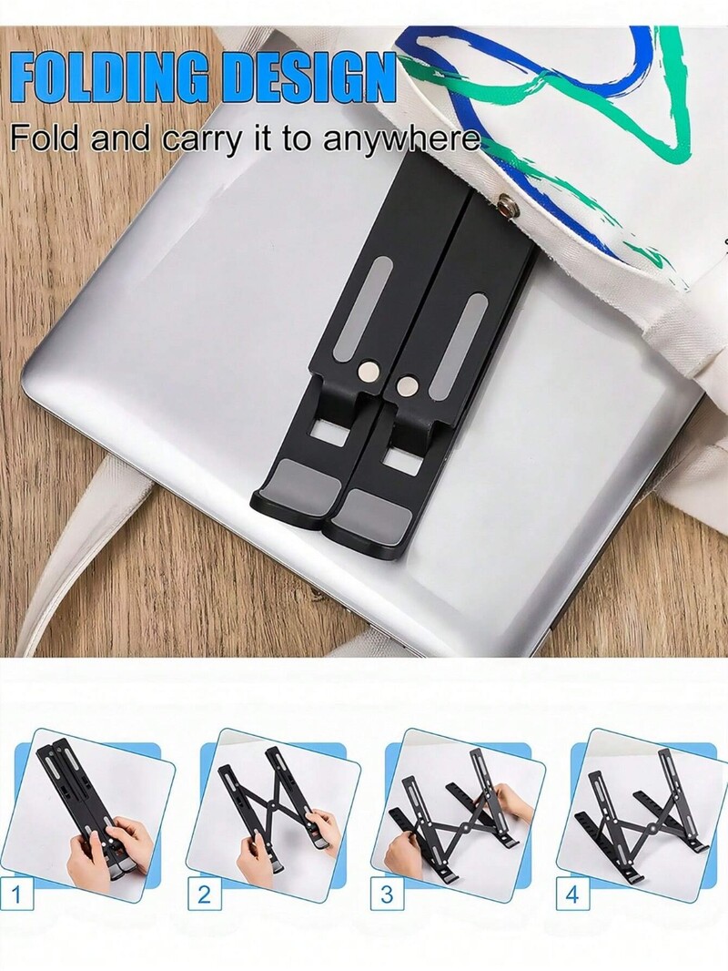 Stalak za prijenosno računalo, ergonomski prijenosni plastični stalak za iPad i telefon s 10 brzina, pogodan za prijenosno računalo, ured, spavaća soba, radna soba i putovanja