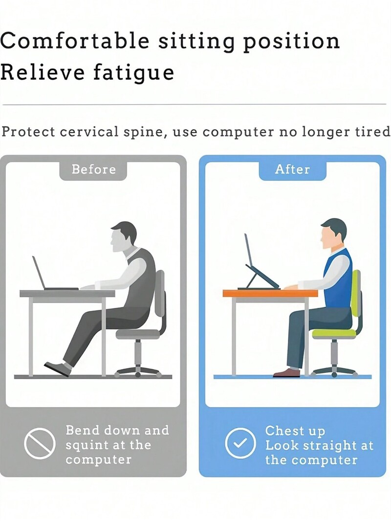Stalak za prijenosno računalo, ergonomski prijenosni plastični stalak za iPad i telefon s 10 brzina, pogodan za prijenosno računalo, ured, spavaća soba, radna soba i putovanja
