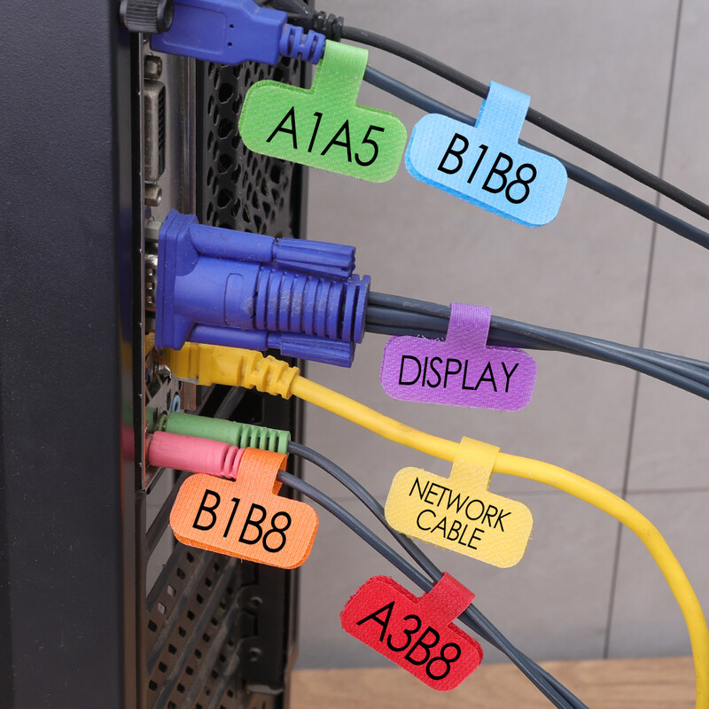 Naljepnice za kabele u boji Vezice za kabele Upisivi podatkovni kabeli Žičane samoljepljive naljepnice Žičane oznake za višekratnu upotrebu za organizator kabela