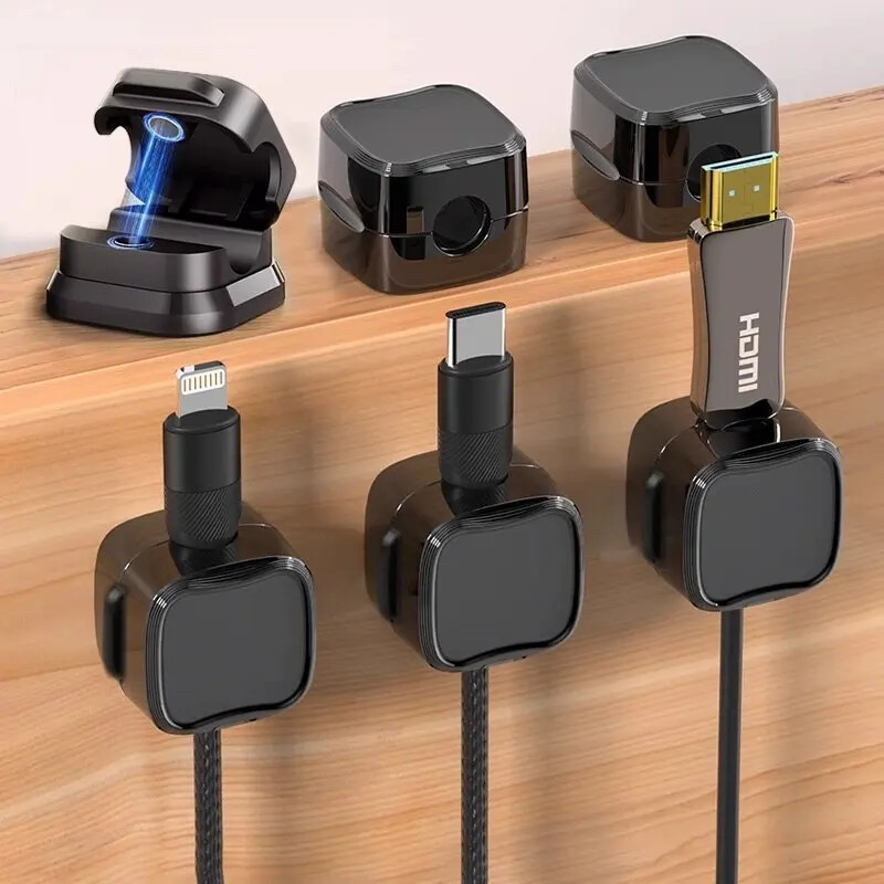 30/1 gab. Magnētiskie kabeļu skavas Pašlīmējoši regulējami vadu turētāji zem rakstāmgalda Vadu pārvaldības kabeļu organizētājs mājas birojam