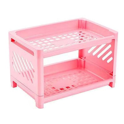 Dvoslojni stolni stalak za pohranu, plastična polica za pohranu velikog kapaciteta, višenamjenski držač za pisaći pribor