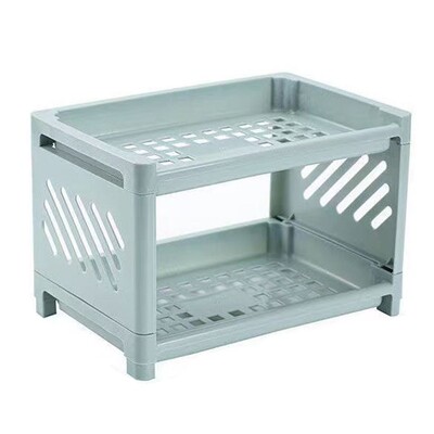 Dvoslojni stolni stalak za pohranu, plastična polica za pohranu velikog kapaciteta, višenamjenski držač za pisaći pribor